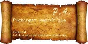 Puchinger Ambrózia névjegykártya